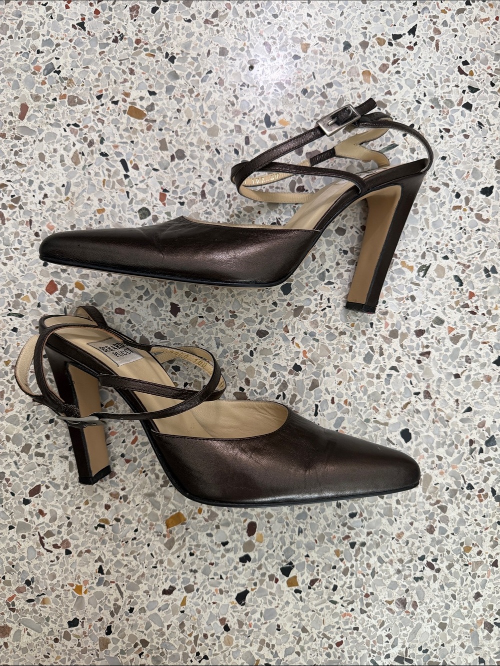 90’s Vintage Bernardo Pucci brown heels 38 7.5